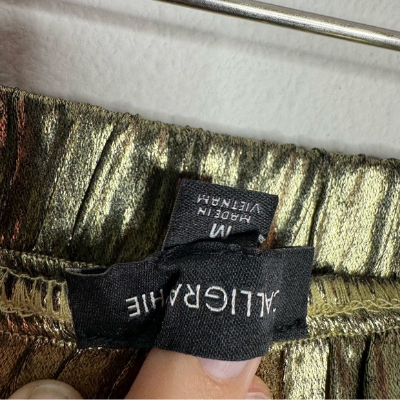 Calligraphie Gold Metallic Women’s Pleated Midi Skirt Size Medium - Picture 3 of 6